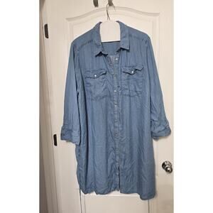 Terra & Sky Denim Style Dress Button Down Women’s 3x
